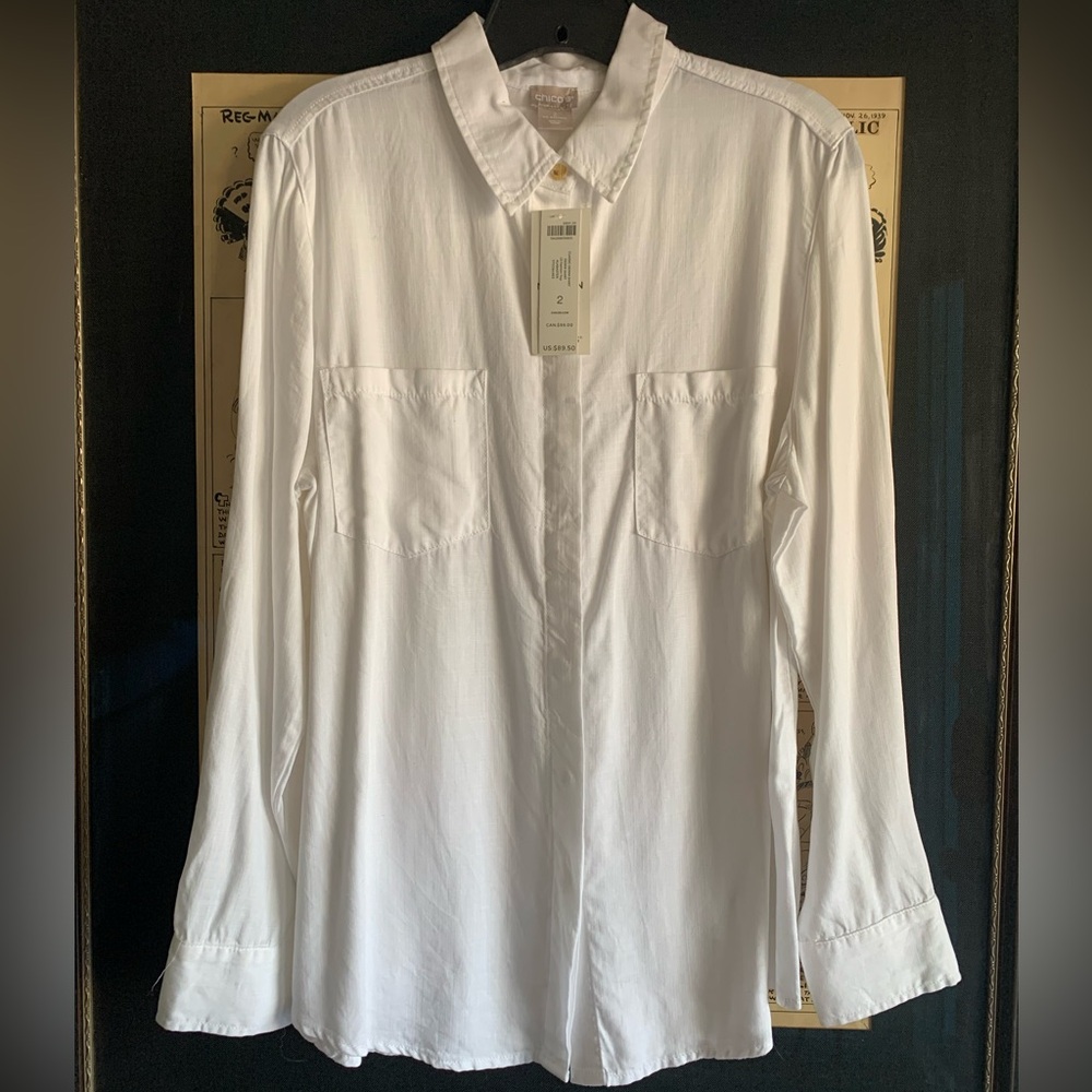 NWT Chicos White Button- Down L